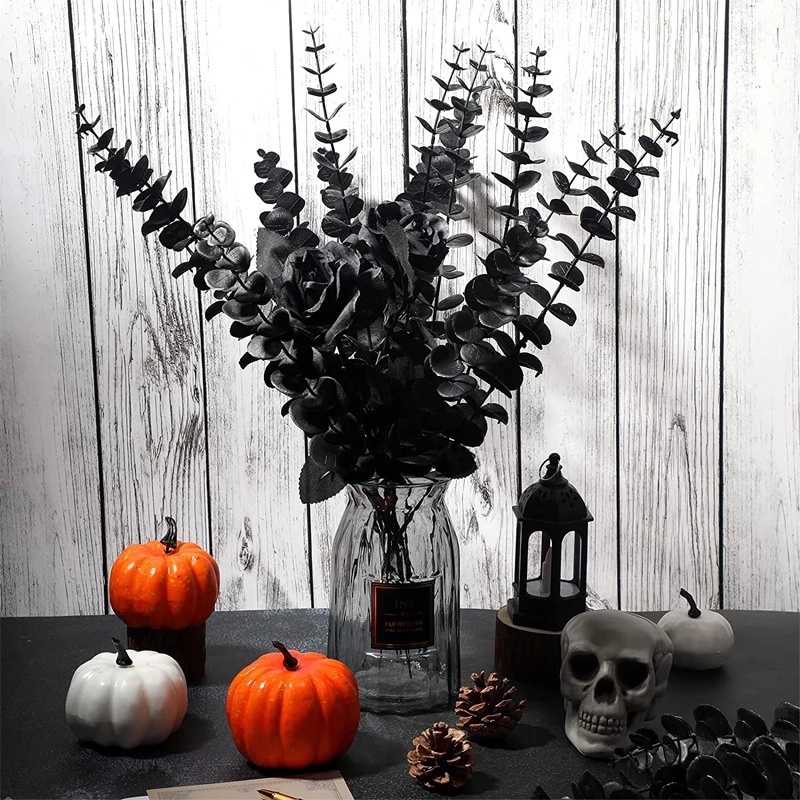 Bó Hoa Oải Hương Giả Màu Đen Trang Trí Tiệc Halloween