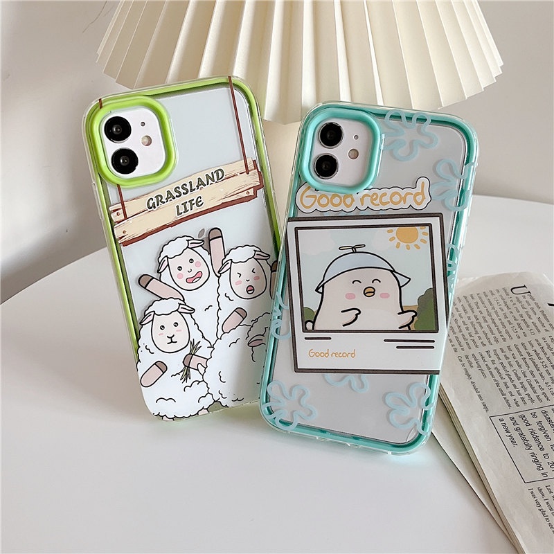 Ốp Điện Thoại Mềm Hình Cừu Xanh 3 Trong 1 Cho iphone 13 12 Mini Pro Max 6 6s 7 8 Plus XR XS Max 11 Pro Max