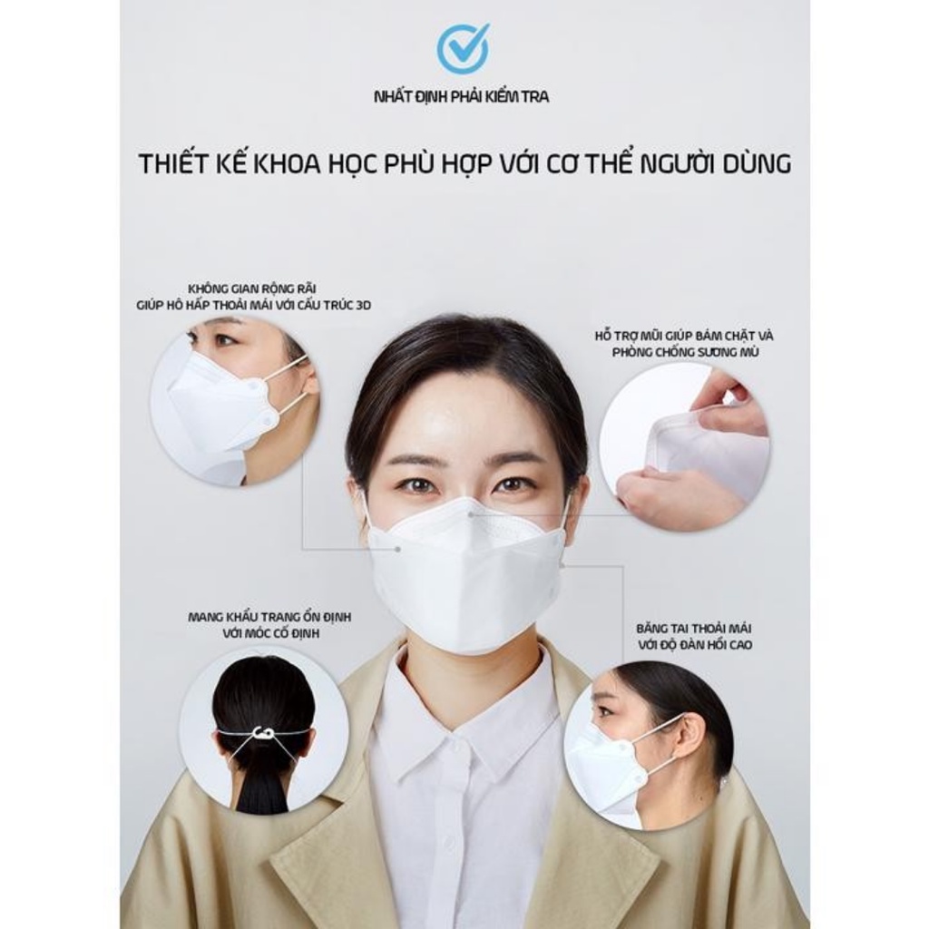 Khẩu trang KF94 Hàn Quốc chính hãng Uni mask thiết kế 3d mask chống bụi mịn kháng khuẩn gói 10 cái - GoF Store