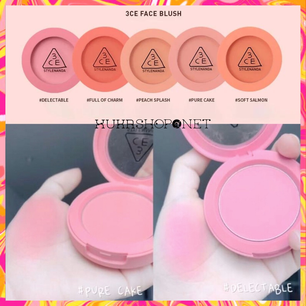 Phấn má hồng 3CE Face Blush - Phấn má dạng nén mịn lì Hàn Quốc 5.5g