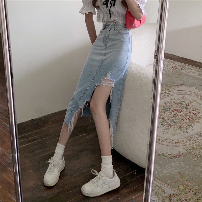 CHÂN VÁY JEANS RÁCH