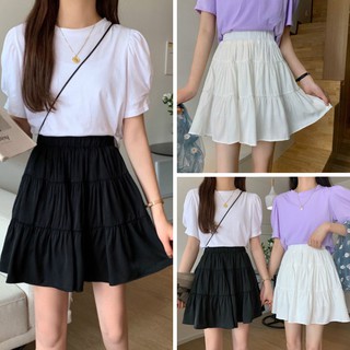 Chân Váy Ngắn Dáng Xoè 2 Tầng, Váy Chất Liệu Voan 2 Màu Đen Trắng, Chất liệu Voan CV013