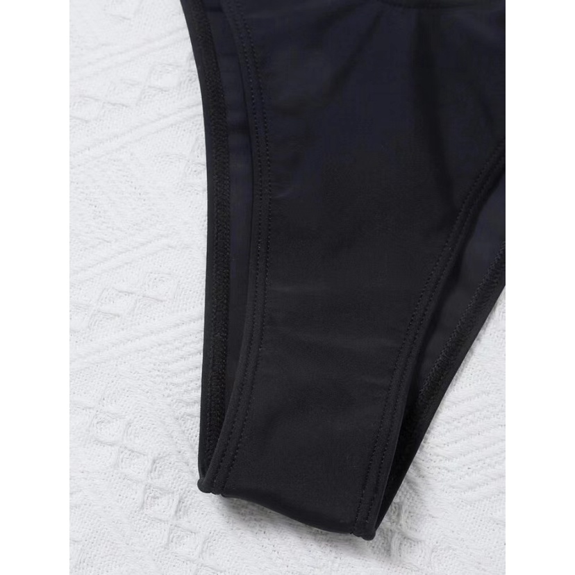 Set Bikini 4 Món Màu Đen Tay Dài Trễ Vai Quyến Rũ Thời Trang Đi Biển Cho Nữ F189