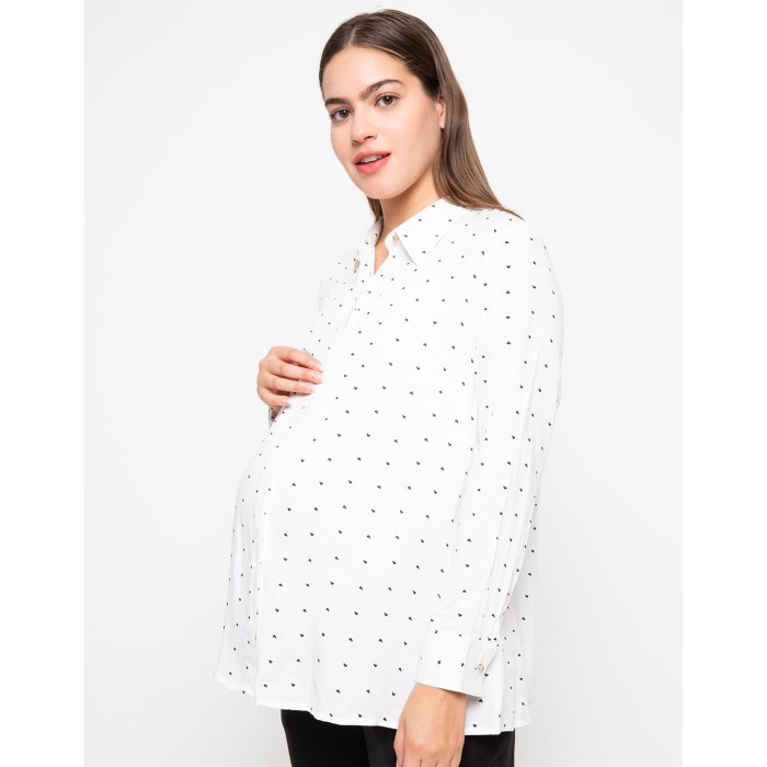 Áo thun in hình trái tim nhỏ cho phụ nữ mang thai và cho con bú - L màu trắng
