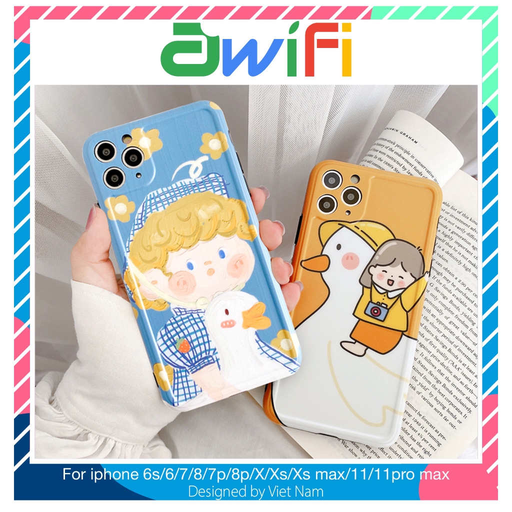 Ốp iphone - Ốp lưng imd new Cô gái và chú vịt 6/6s/6plus/6splus/7/8/7plus/8plus/x/xs/xsmax/11/11promax - Awifi Case V6-4