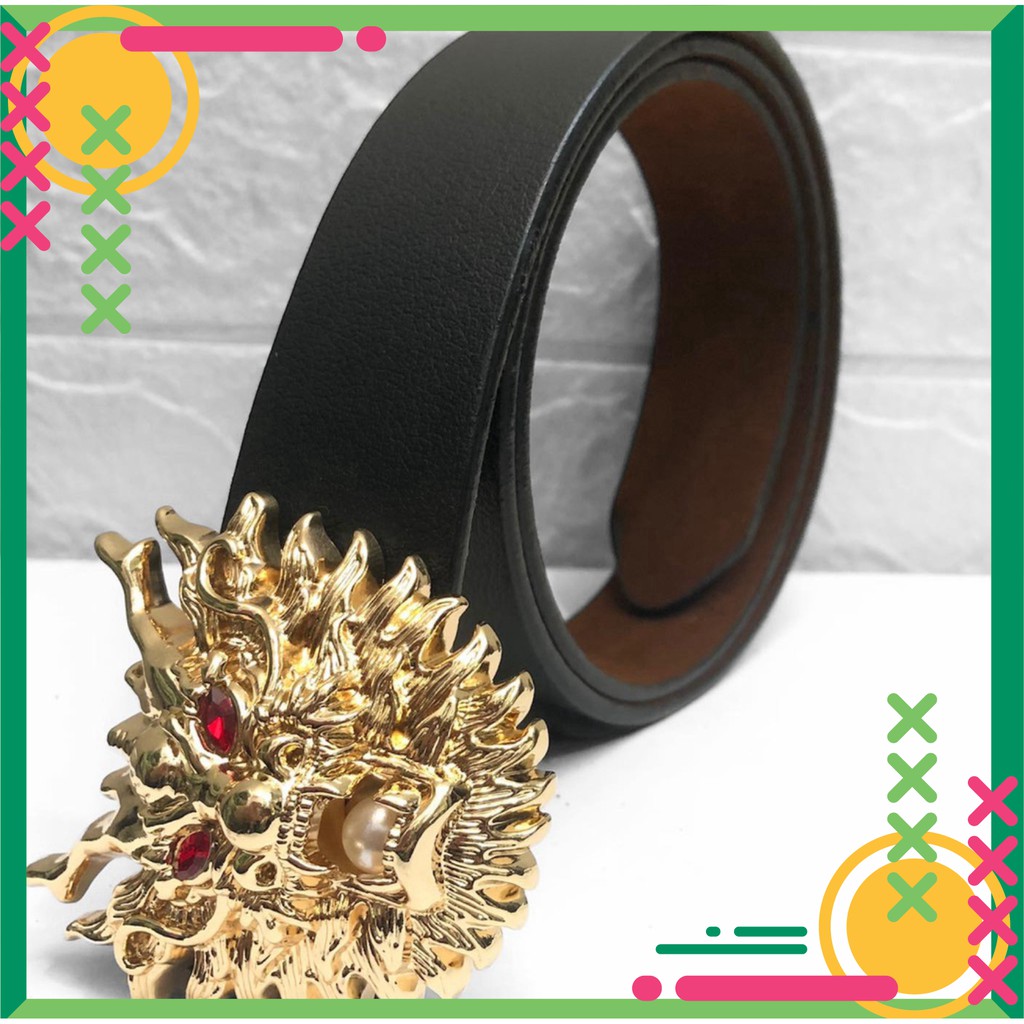 THẮT LƯNG DA NAM CAO CẤP HÀNG HIỆU ĐÚC MẶT RỒNG KHOÁ VÀNG DÂY NỊT NAM DA BÒ ĐẲNG CẤP SANG TRỌNG.