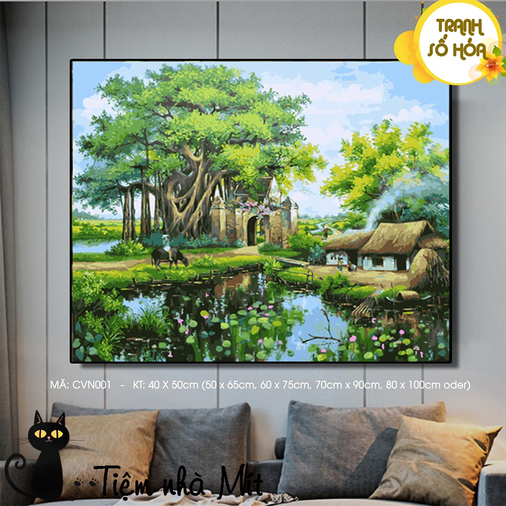 Tranh Sơn Dầu Số Hóa Tự Tô Màu Tiệm Nhà Mít Chủ Đề Phong Cảnh Việt Nam Các Mẫu Đẹp Nhất, Căng Khung Sẵn Kèm Sơn Bóng | BigBuy360 - bigbuy360.vn
