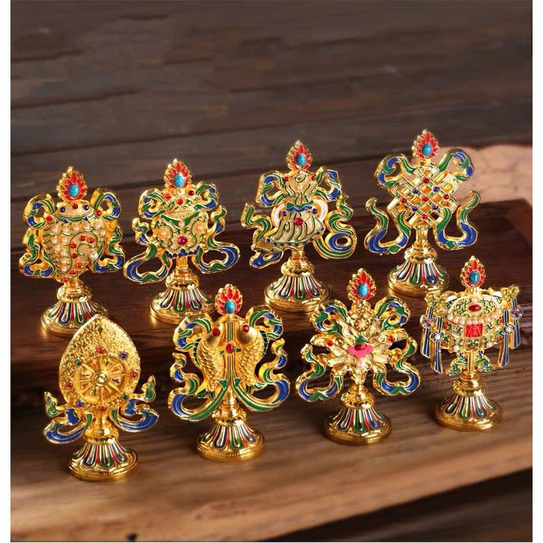 Bộ 8 Cát tường HK 9cm (FX8169) - Sơn vàng