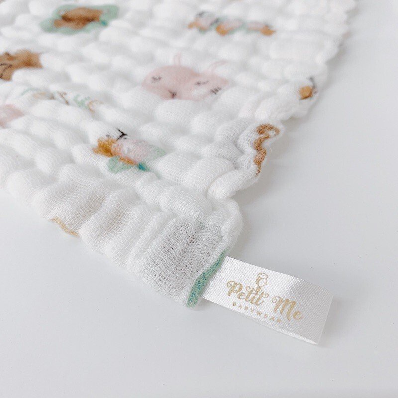 Set 6 khăn sữa cao cấp Petit Me, chất liệu xô muslin 6 lớp dày dặn, mềm mại cho bé