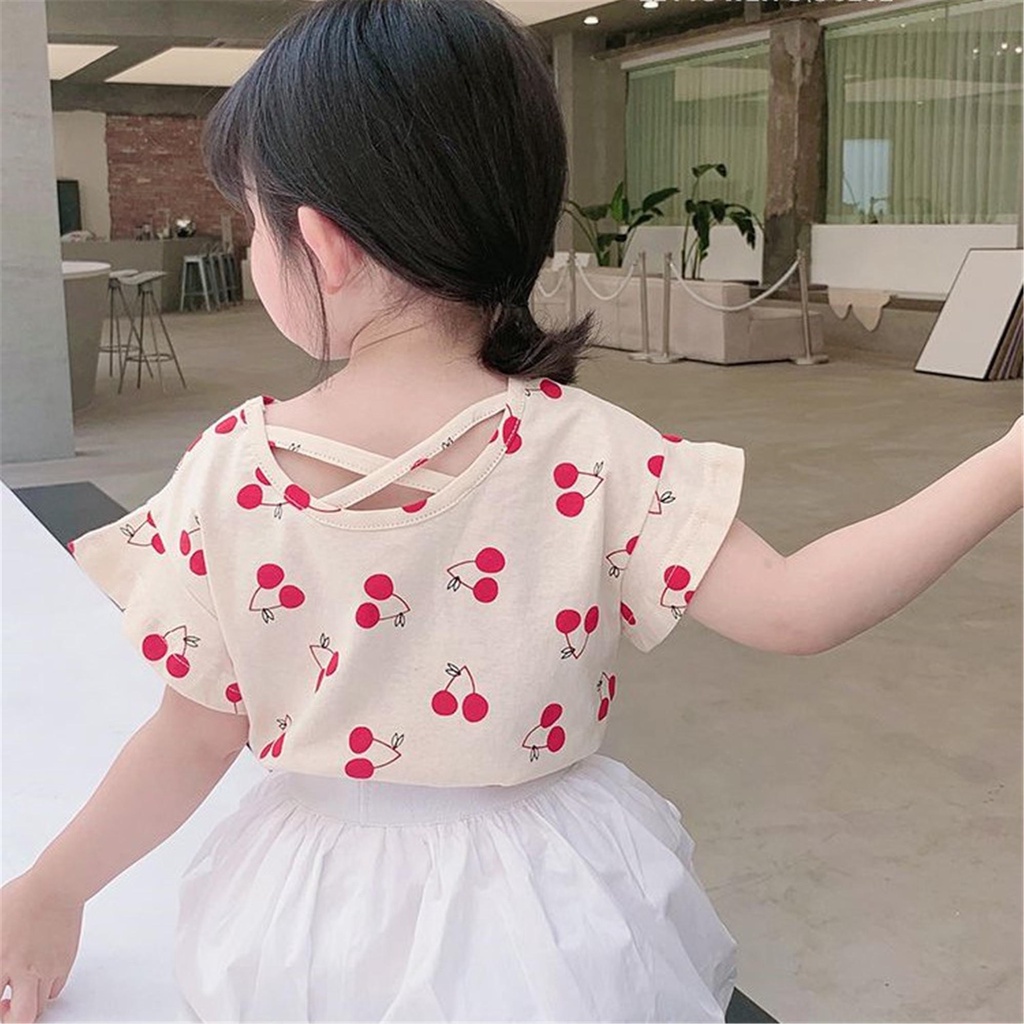 Áo thun bằng cotton ngắn tay phong cách Hàn Quốc thời trang mùa hè 2023 dành cho trẻ em