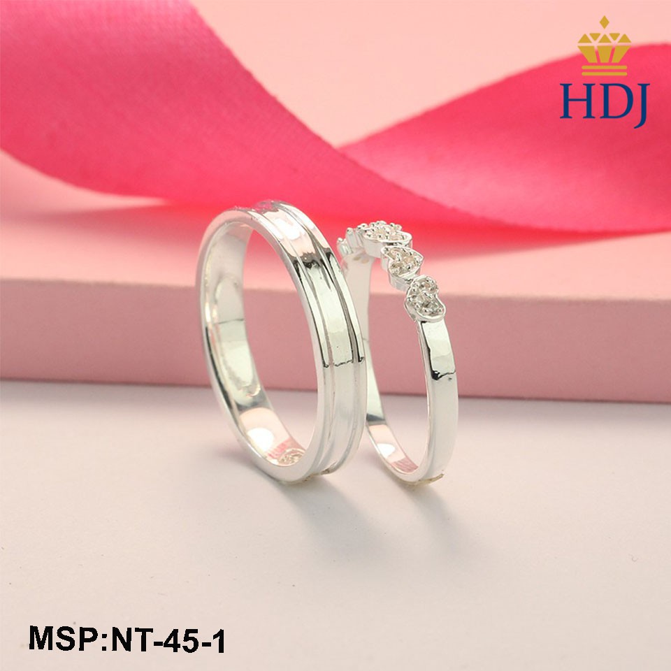 Nhẫn đôi bạc, nhẫn cặp bạc khắc tên theo yêu cầu cho tình nhân trang sức cao cấp HDJ mã NT-45-1