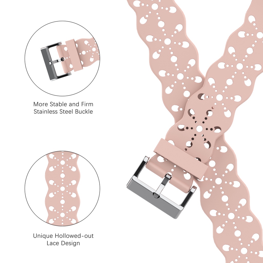 Dây Đeo Thay Thế Chất Liệu Silicon Thiết Kế Ren Hoa Cho Apple Watch Series 8 7 6 SE 5 4 3 Ultra 49mm 45mm 44mm 41mm 40mm