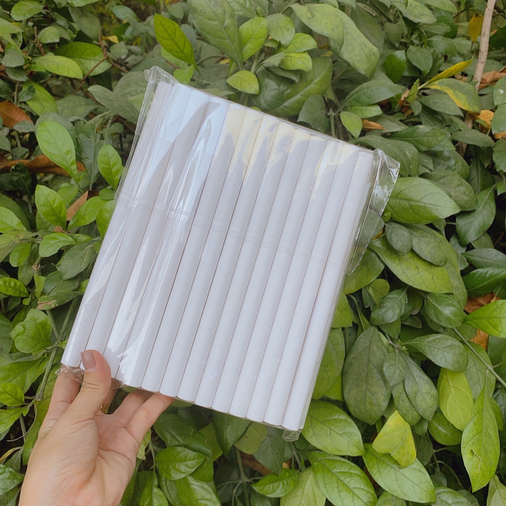 Ống hút giấy Kraft phi 12 dùng một lần hữu cơ an toàn bảo vệ môi trường - Combo 50 ống