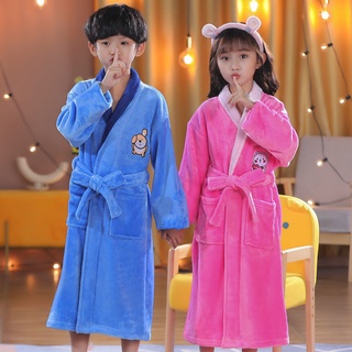 San hô lông cừu dày áo choàng tắm cho trẻ em bộ đồ ngủ mở rộng bằng vải nỉ