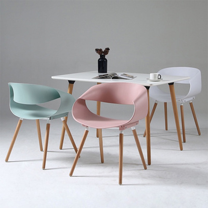 Ghế nhựa đúc trứng cuộn độc lạ chân gỗ chắc chắn trang trí quán cafe - Ghế ăn, Ghế coffee decor nhà hàng, spa đẹp