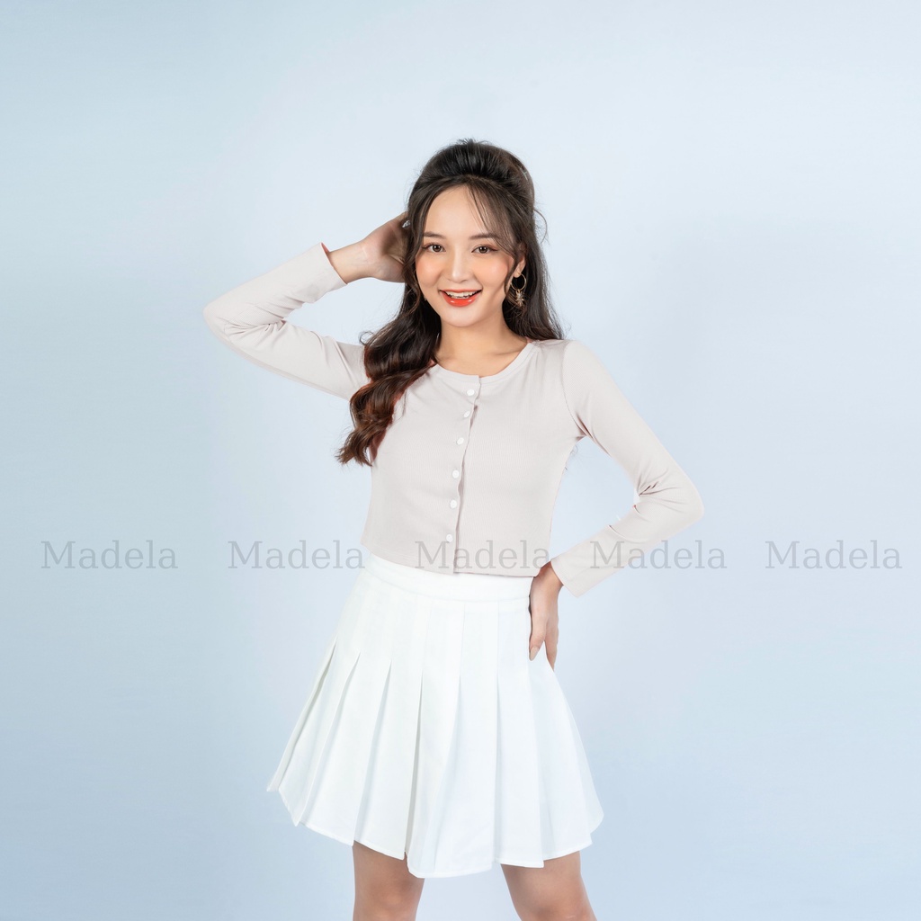 Áo Croptop Tay Dài dáng ôm body khóa cúc, Croptop Nữ tay dài