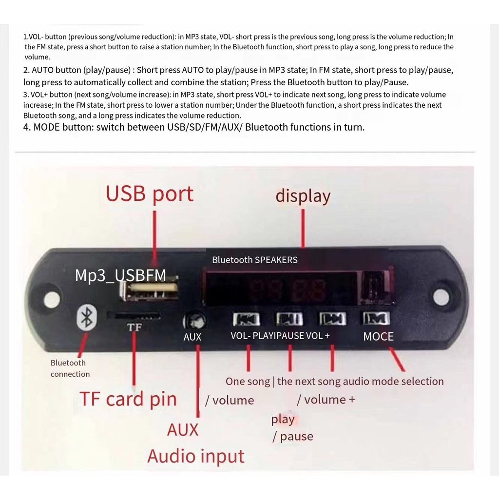 Bảng Giải Mã Âm Thanh mp3 Bluetooth mp3 Chuyên Dụng Cho Xe Hơi