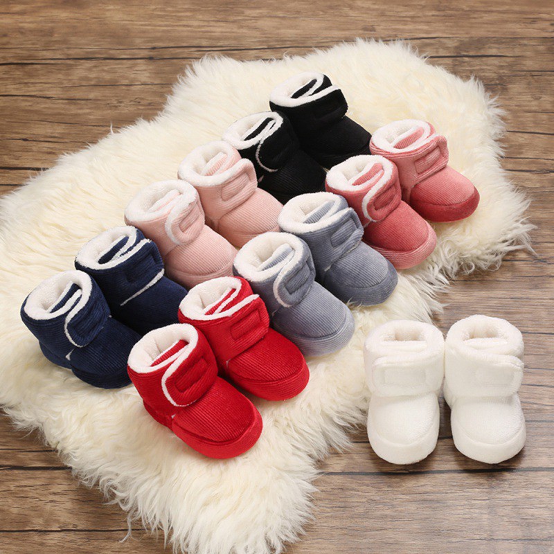 Giày Bốt Cotton Đế Mềm Giữ Ấm Mùa Thu Đông Cho Bé 0-1 Tuổi