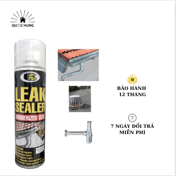 Bình xịt chống thấm tường, chống dột đa năng Leak Sealer B125 Bosny - Nhập khẩu Thái Lan