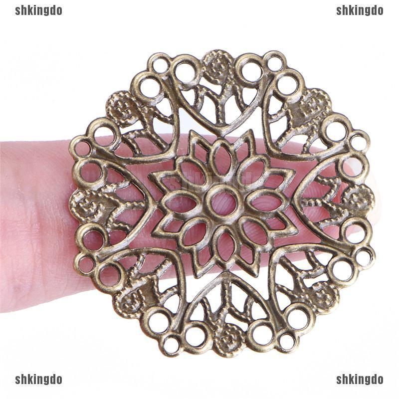 Set 50 phụ kiện hình bông hoa chạm rỗng màu đồng dùng làm đồ trang sức DIY