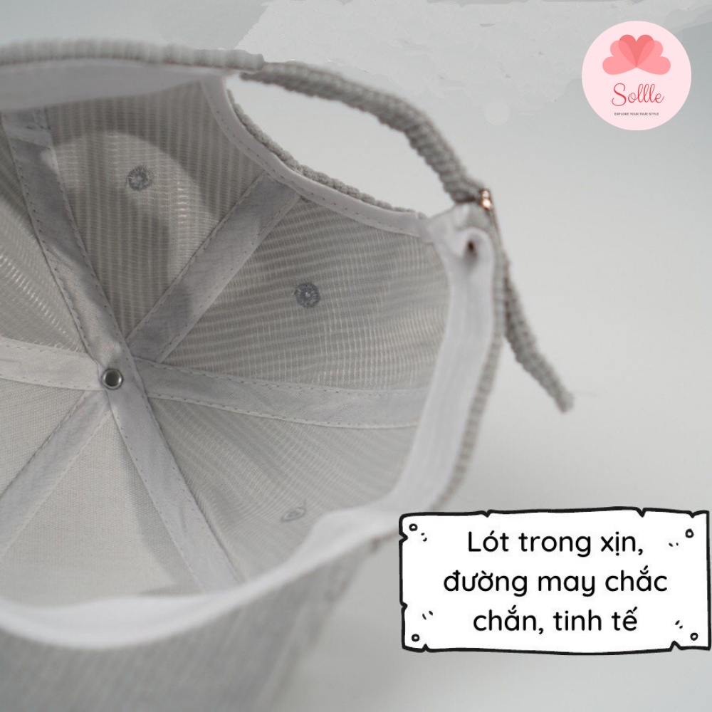 Mũ lưỡi trai nam nữ nỉ nhung gân thêu chữ Andyou, nón kết unisex phong cách Hàn Quốc Sollle