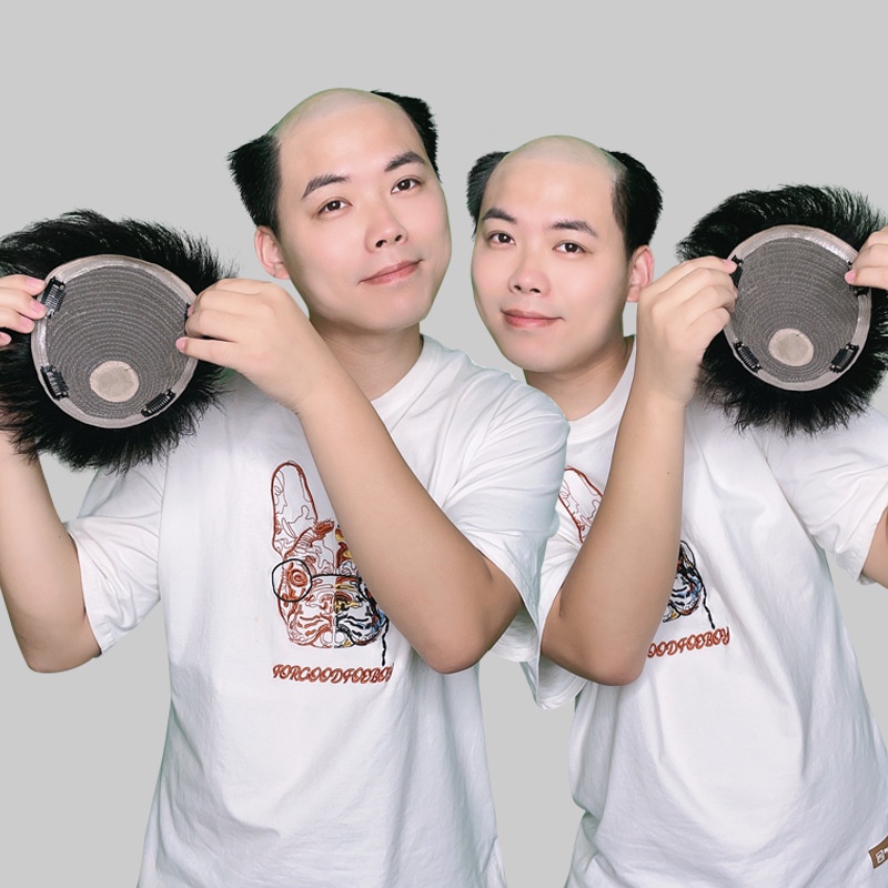 Bộ tóc giả thay thế có kẹp bằng viscose cho nam