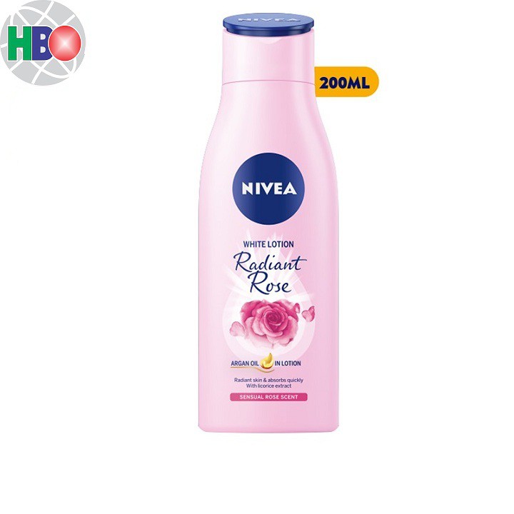 85706-Sữa dưỡng thể dưỡng trắng NIVEA hương hoa hồng Radiant Rose 200ml