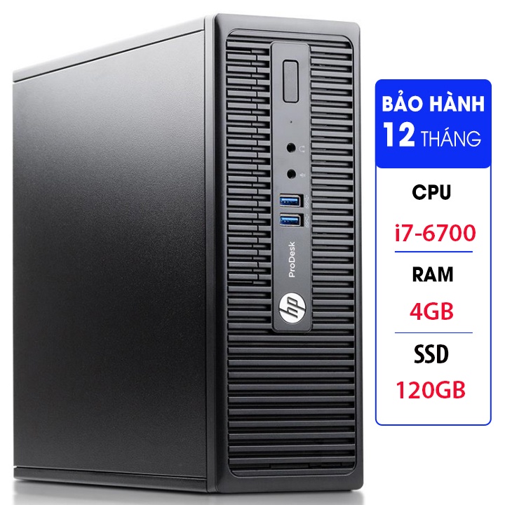 Cây máy tính văn phòng để bàn HP ProDesk 400G3 SFF, cpu core i7-6700, ram 4GB, SSD 120GB Tặng USB thu Wifi