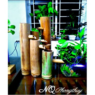 Ống tre làm thác nước phong thủy mini