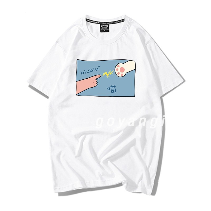 Áo thun tay lỡ goyangi Biu Biu Tay Mèo unisex nam nữ dáng rộng oversize phong cách Hàn Quốc