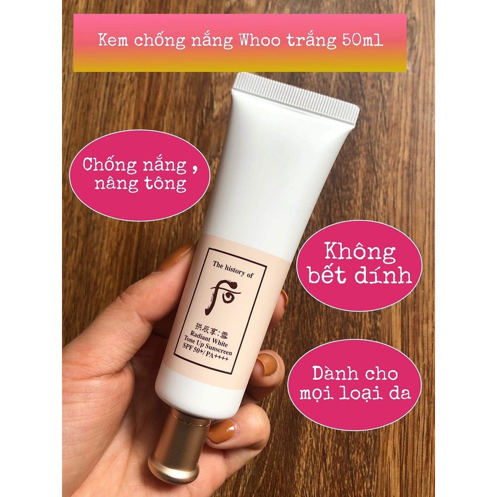 Combo 10 gói kem chống nắng dưỡng trắng whoo Radiant White Tone Up Sunscreen