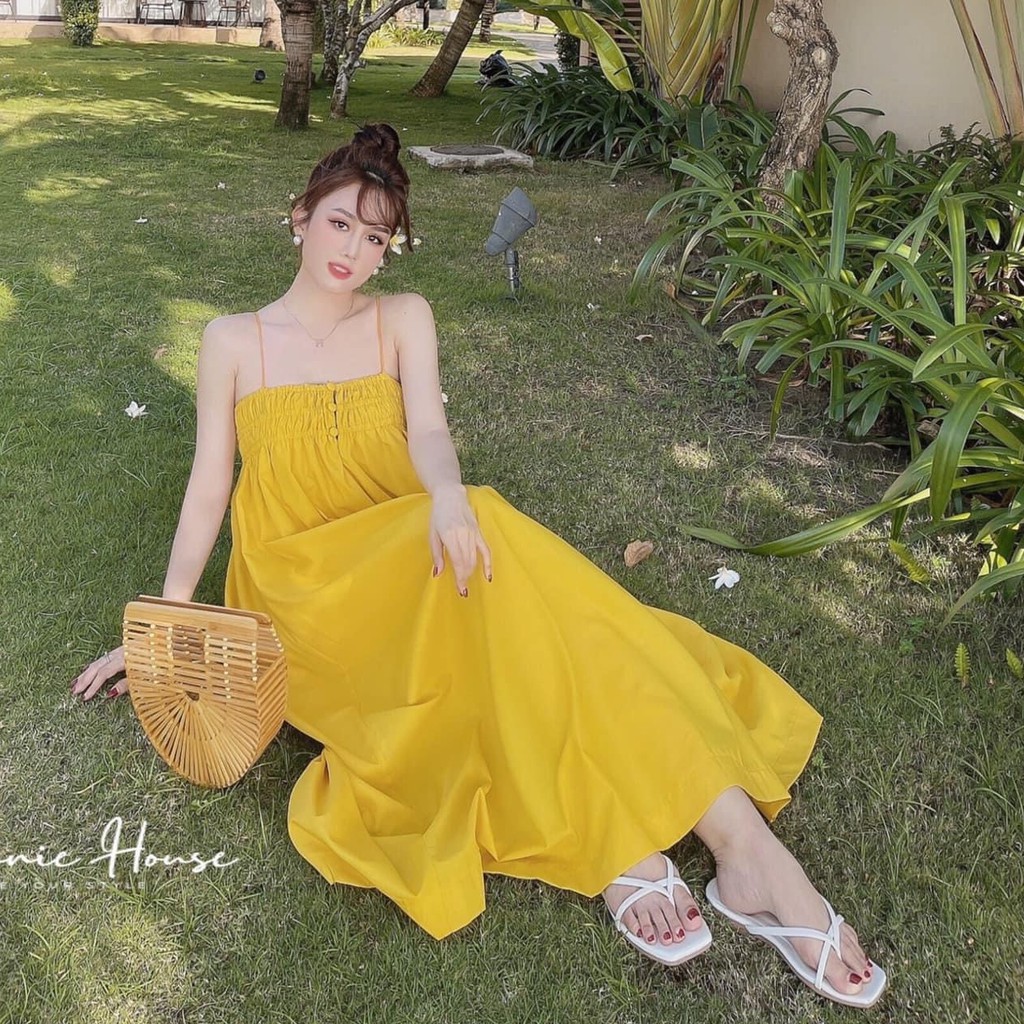 Đầm Maxi 2 Dây Chun Ngực Dáng Dài