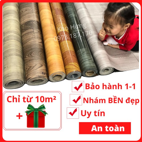 Simili trải sàn vân gỗ miếng thảm nhựa lót nền giả gỗ pvc nhám chống trơn trượt