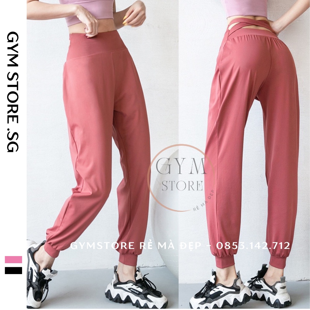 Quần Jogger Ống Rộng Thể Thao Nữ Tập Gym Yoga Thun Co Giãn Thoáng Mát GYMSTORE 091