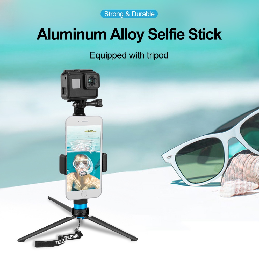 Telesin Giá Đỡ Ba Chân 6 Trong 1 Bằng Hợp Kim Nhôm Có Thể Xoay 360 Độ Cho gopro 12 11 10 9 8 insta360