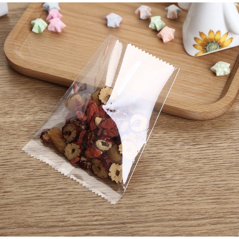 100 Túi đựng bánh kẹo hàn miệng đựng bánh kẹo trắng trong suốt - Siêu rẻ - bao bì bánh kẹo, trà, thảo dược-(nhiều size)