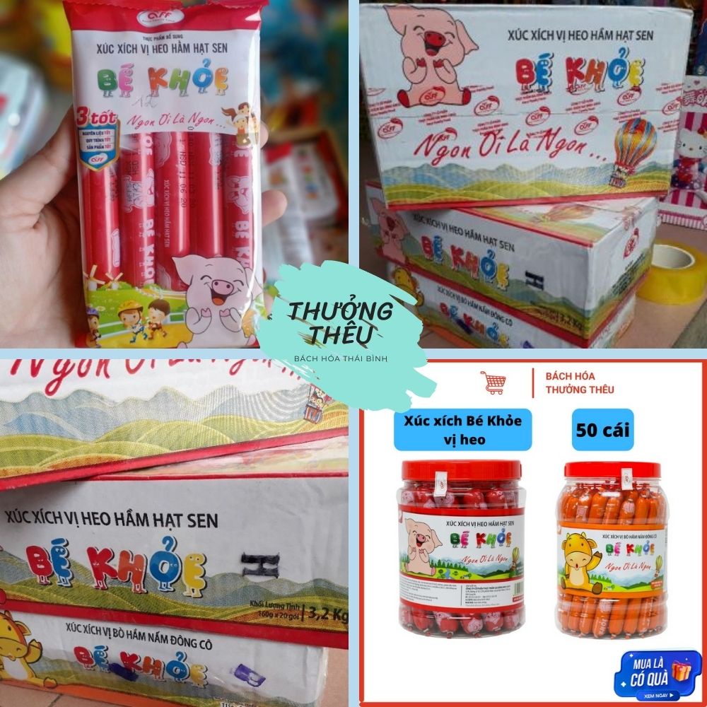 Xúc xích Bé Khoẻ ngon ơi là ngon vị heo hầm gói 5 chiếc x 21g