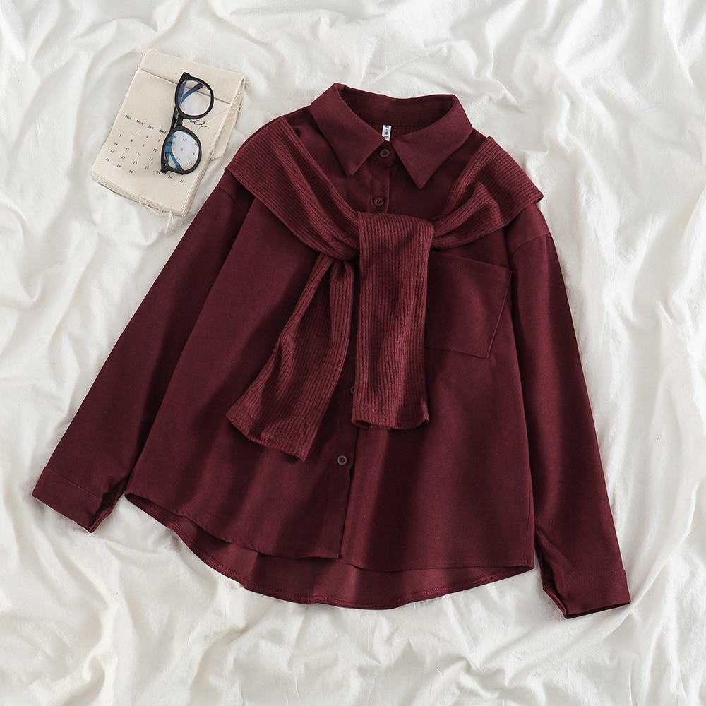 Áo khoác giả hai lớp tay dài phong cách retro | BigBuy360 - bigbuy360.vn