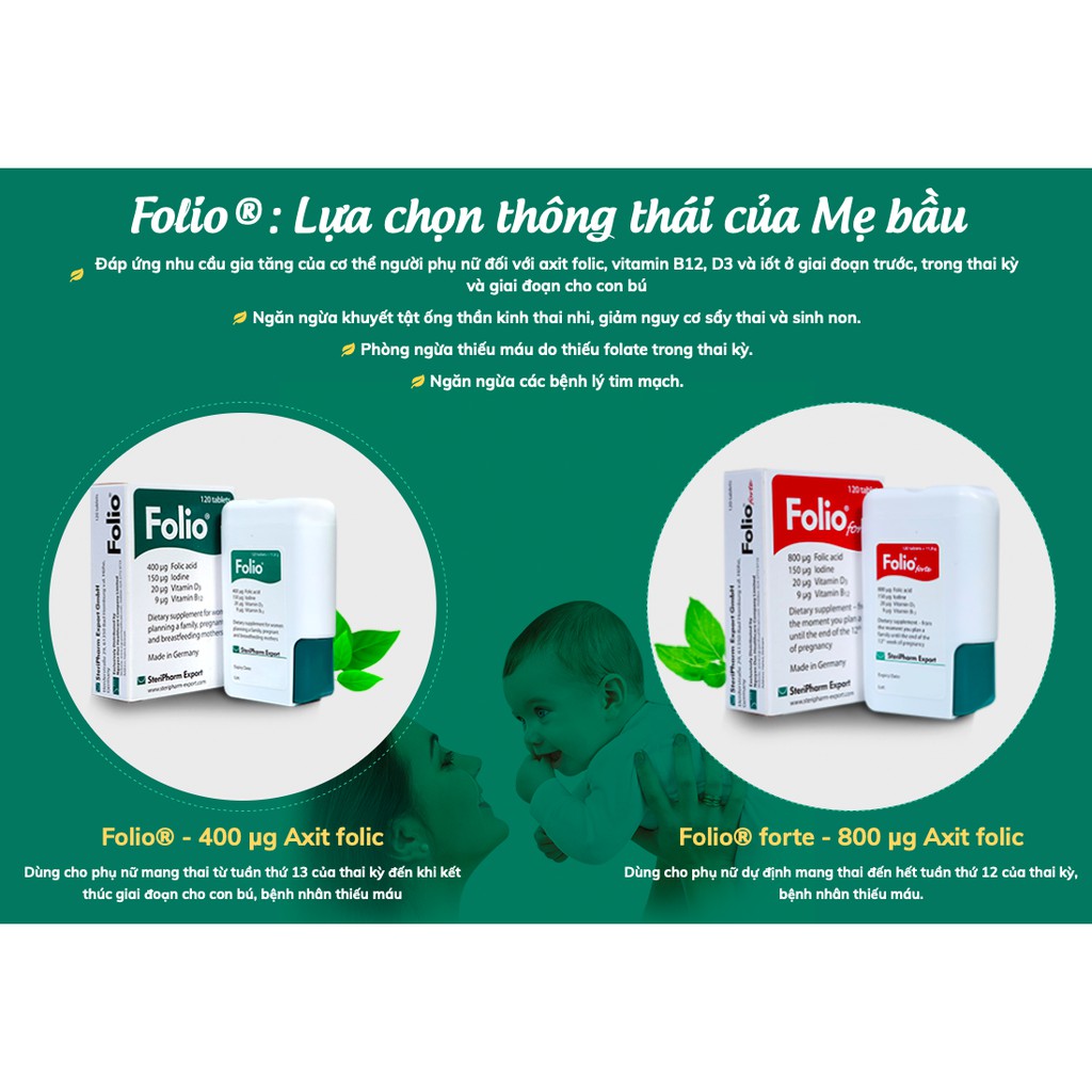 Folio bổ bầu bổ sung acid folic cho mẹ bầu - Hộp 30 viên