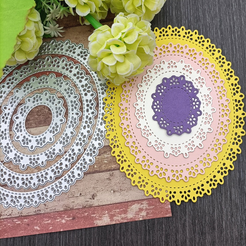 Khuôn cắt hình oval bằng kim loại dùng trang trí thiệp sổ tay DIY