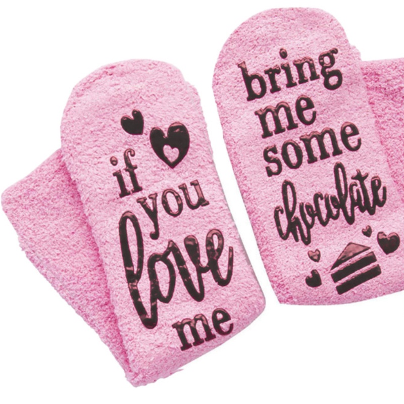 Vớ Nhung Xù Chống Trượt In Chữ If You Can Read This Bring Me Coffee / Chocolate / Phrase