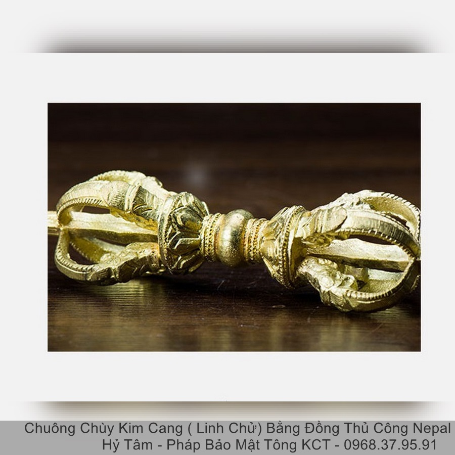 |9 Cạnh| Chuông Chùy Kim Cang  Bằng Đồng Thủ Công Nepal Cao Cấp