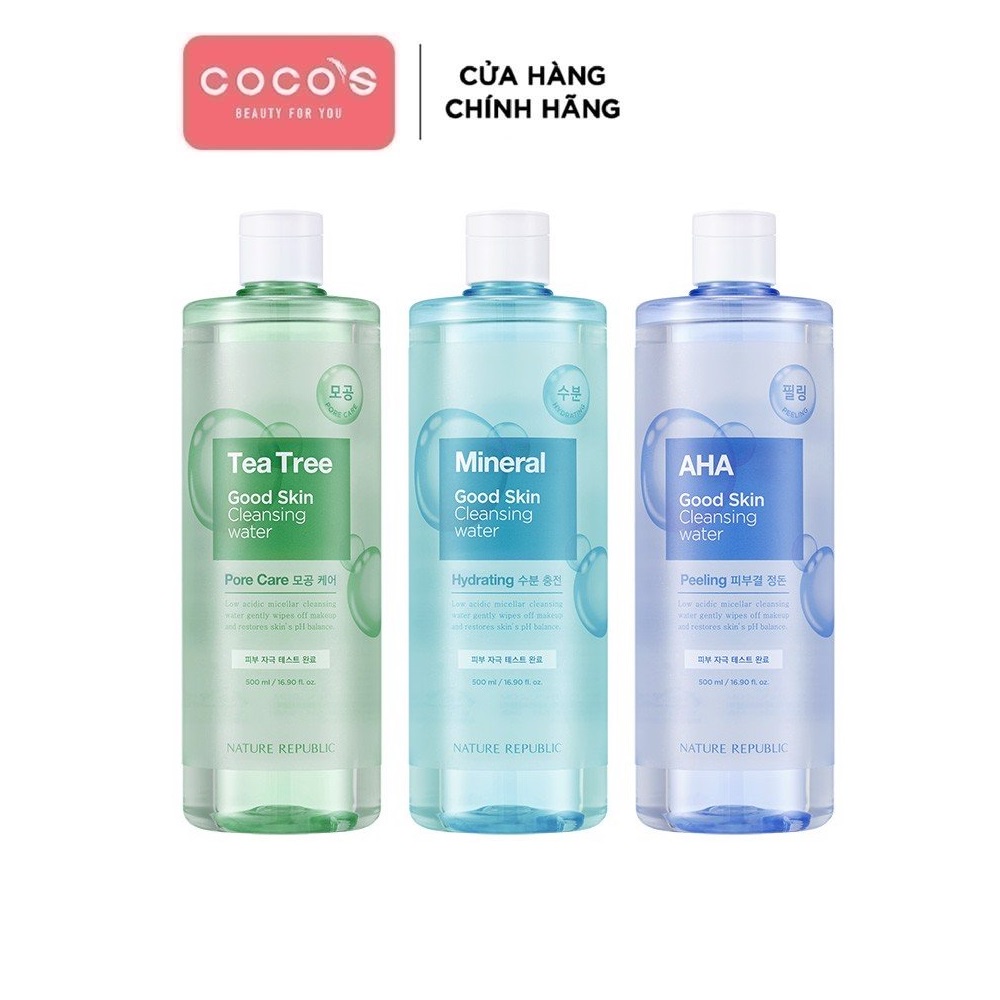 Nước tẩy trang Good Skin TEA TREE/ AHA/ MINERAL Ampoule Cleansing Water 500ml