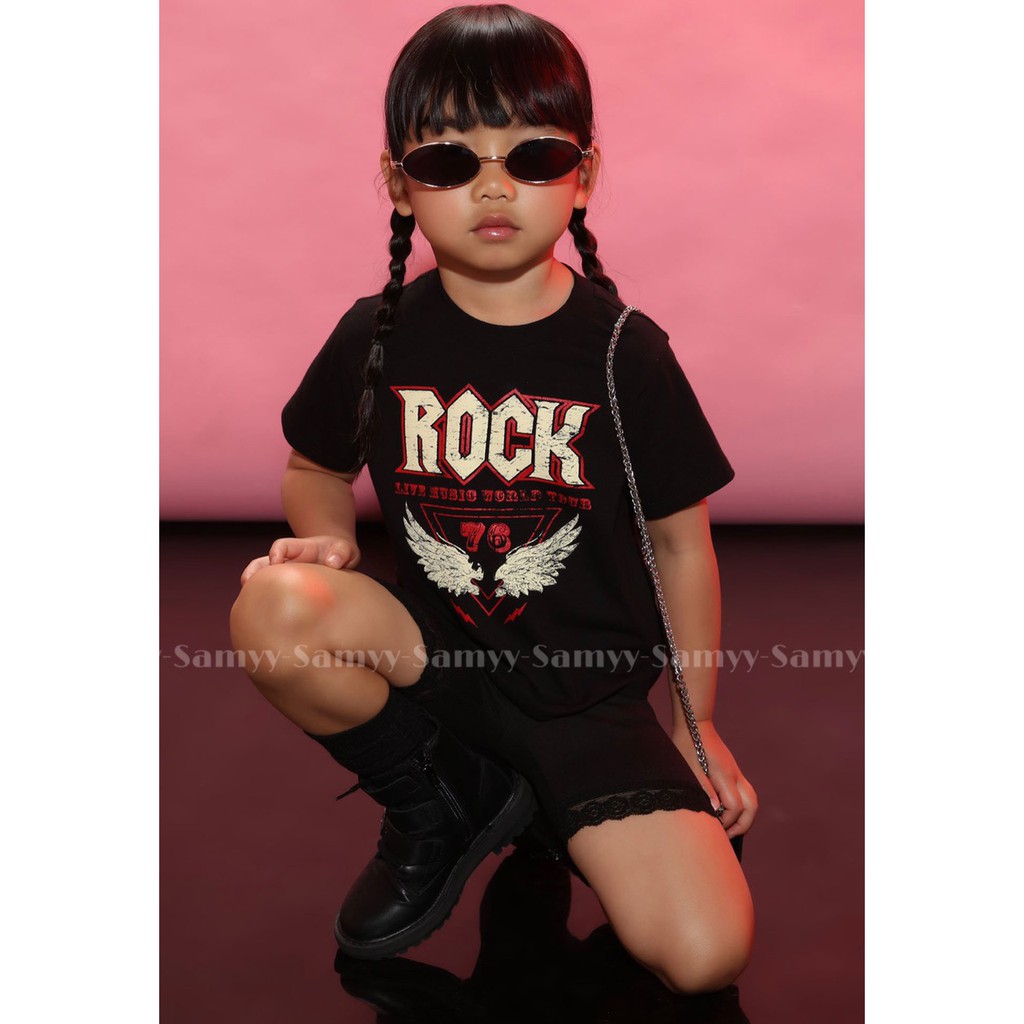 Áo thun tay lỡ ROCK cho bé , áo thun tay lỡ nam nữ unisex , Samyy_vn