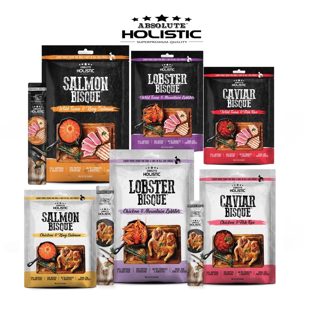 Snack liếm cho chó &amp; mèo Absolute Holistic Bisque 60g (5 cây * 12g) Cá ngừ Tuna