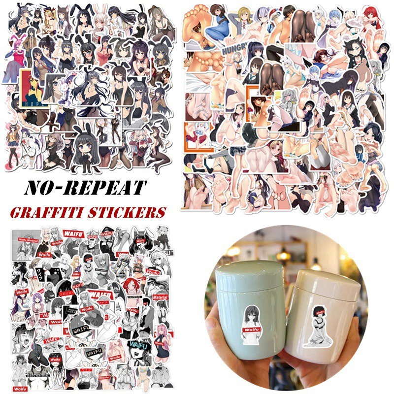 Bộ 50 Miếng Dán PVC Chống Nước Họa Tiết Hoạt Hình Graffiti Trang Trí Vali / Ván Trượt / Tủ Lạnh / Xe Hơi