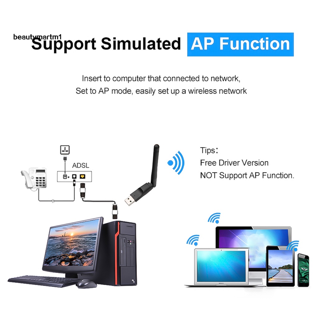 Thiết bị thu phát wifi USB mini không dây 150Mbps cho máy tính