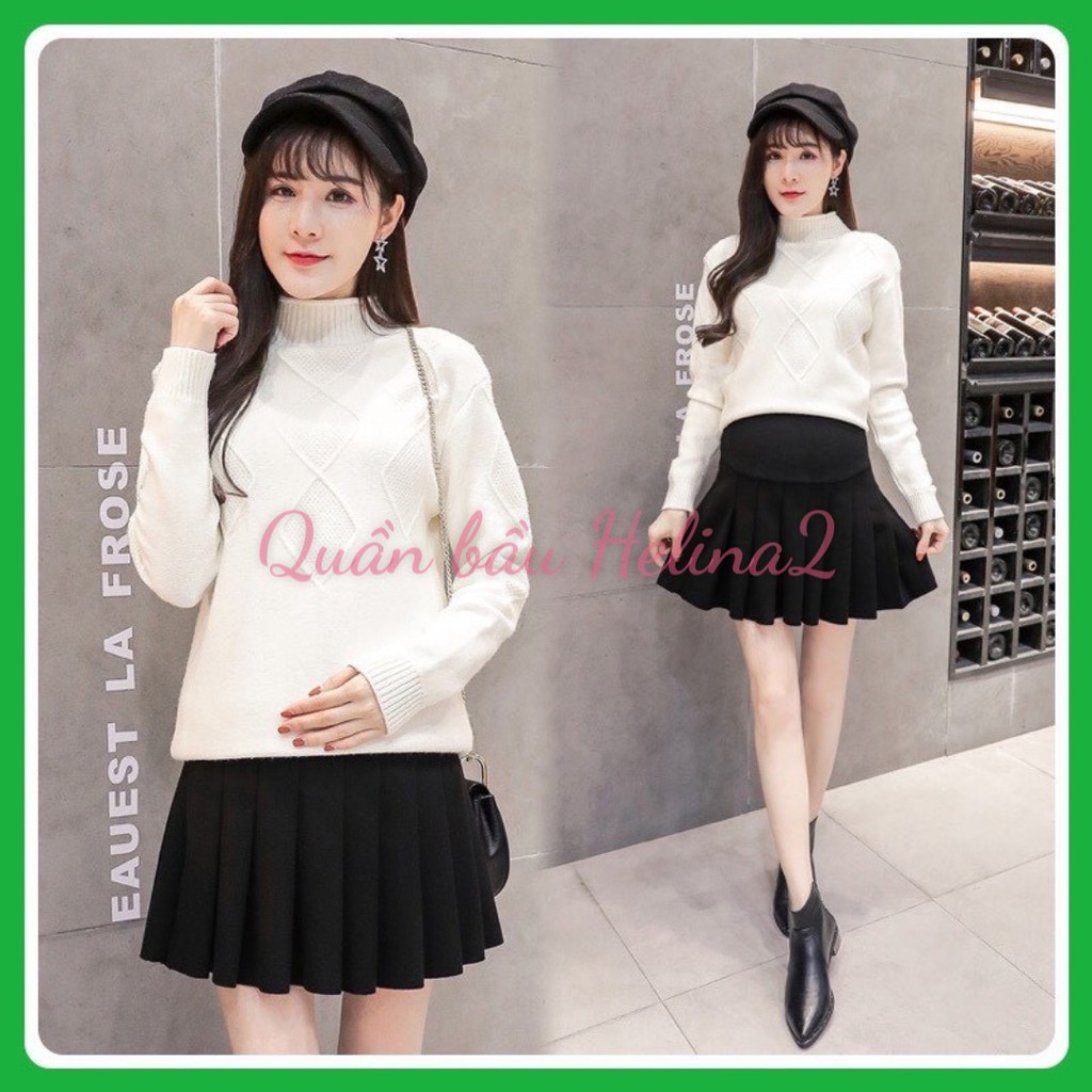 Chân váy bầu xếp ly Umi Hàn cao cấp có chun chỉnh bụng CV06