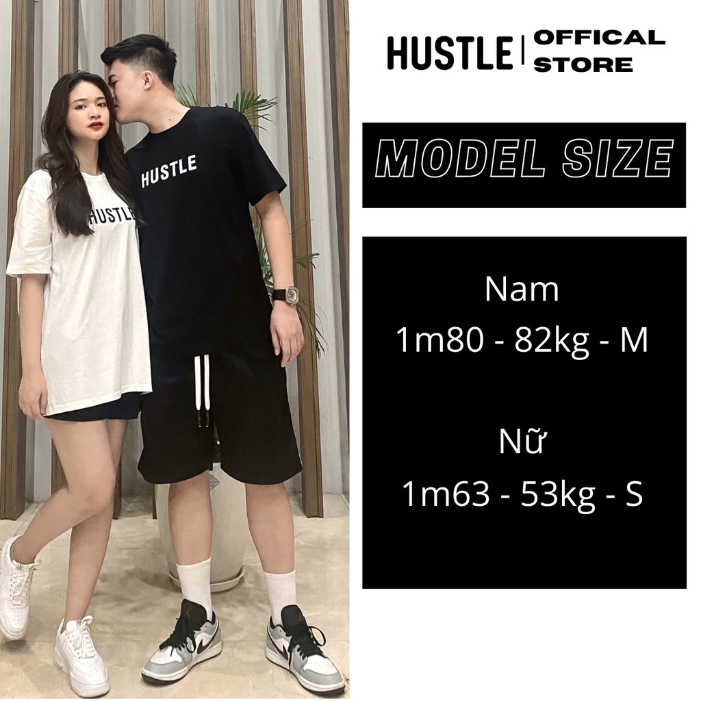 [Freeship từ 0đ] Áo thun local brand unisex nam nữ tay lỡ in logo brand "HUSTLE" - cotton premium cao cấp full size