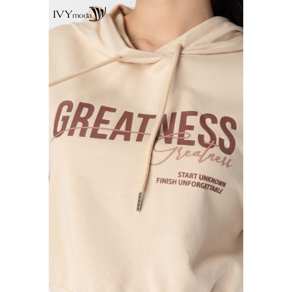Bộ nỉ nữ in chữ Greatness IVY moda MS 59B8997